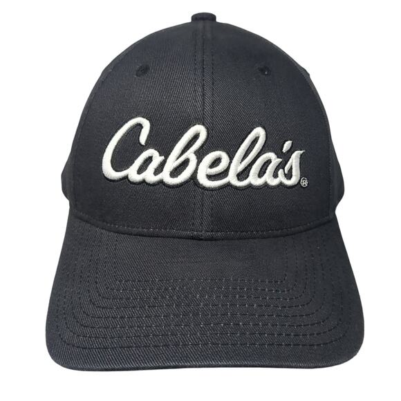 Cabela's Snapback Hat Black One Size Adjustable Embroidered 6 Panel - Picture 1 of 10